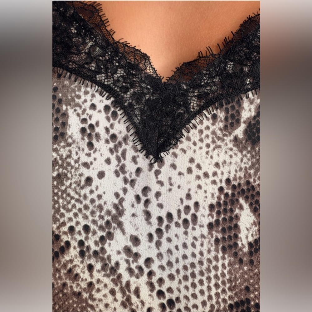 Snake Print Lace Cami Top NWOT - Picture 4 of 8